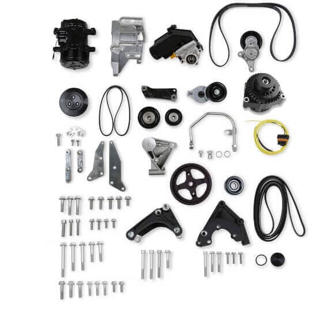 Holley 20-163BK Low Mount LSA Complete Accessory Drive Alt, P/S & A/C Black