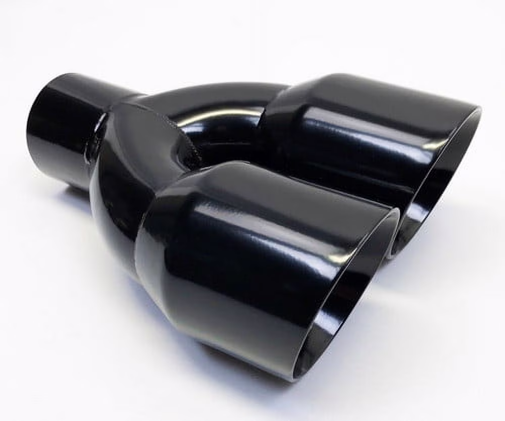 Exhaust Tip 3.00" Inlet 3.50" Outlet 9.50" long Dual Round Slant Gloss Black 304 Stainless Steel  WDWDRS3500950-300-GBK-SS Wesdon Exhaust Tip