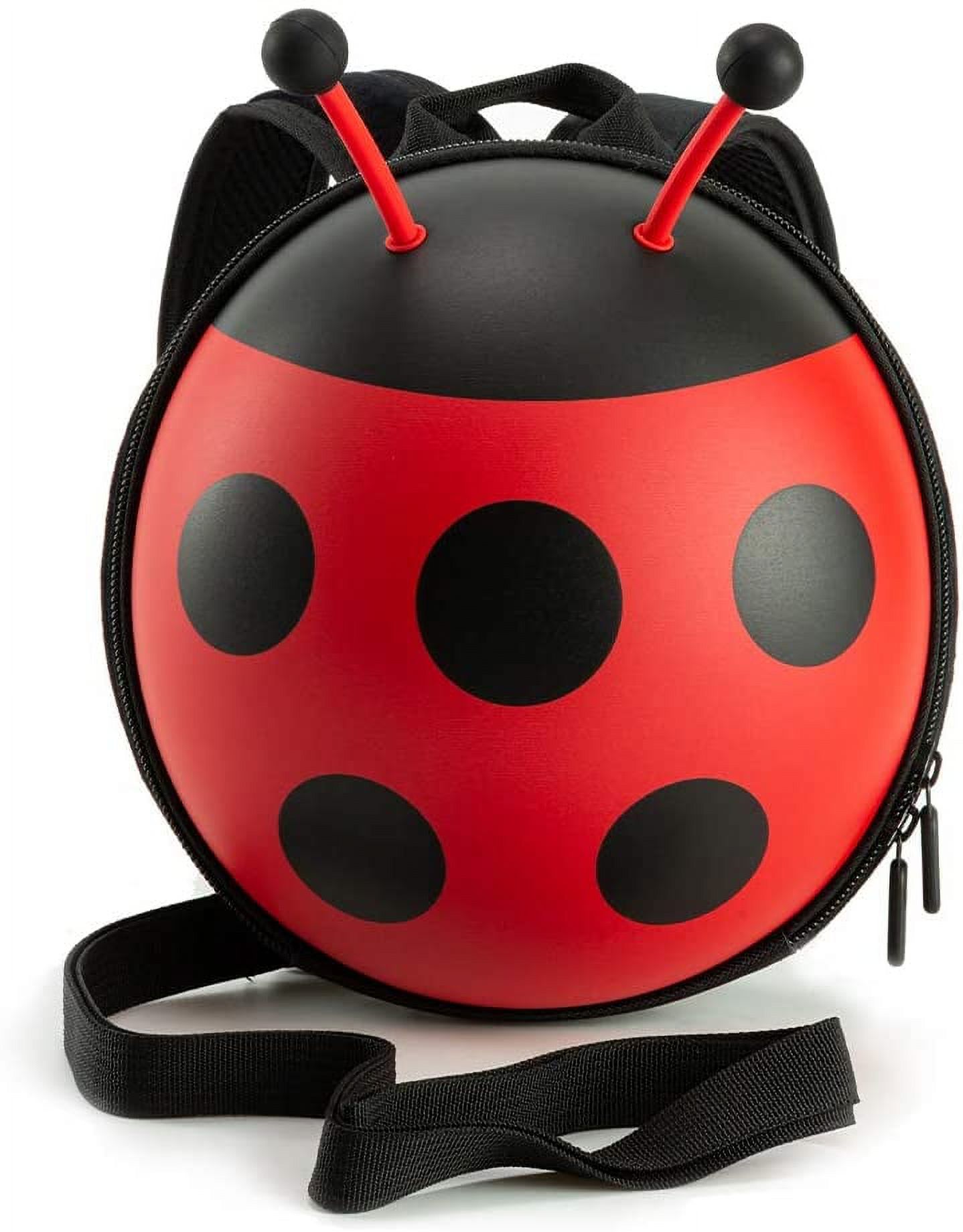 KiddieTotes Red Mini Ladybug Backpack with Safety Harness for Kids, toddlers, and Children