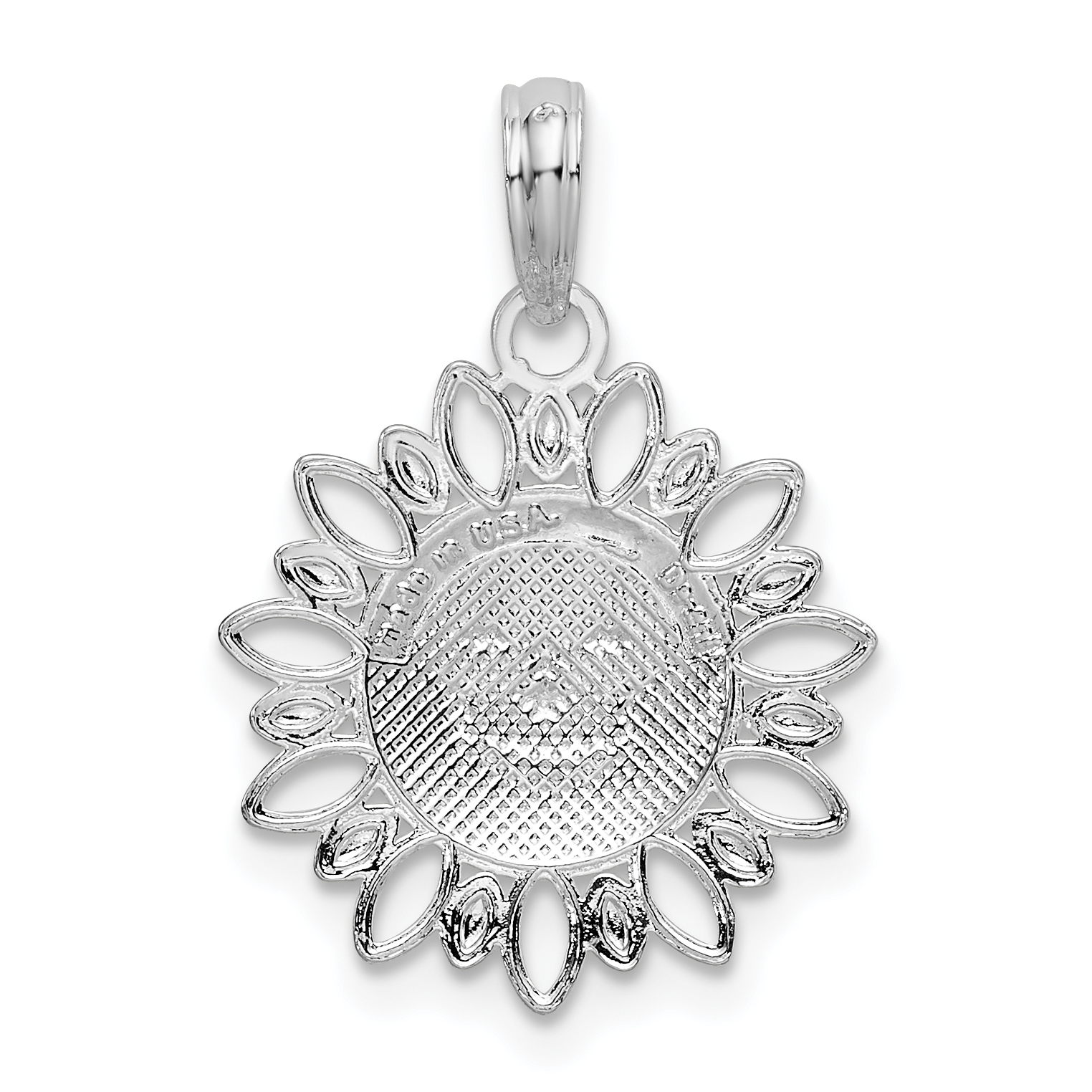 Carat in Karats Sterling Silver Polished Finish Smiling Sun Charm Pendant (17 mm x 15.8 mm) With Sterling Silver Rope Chain Necklace 16''