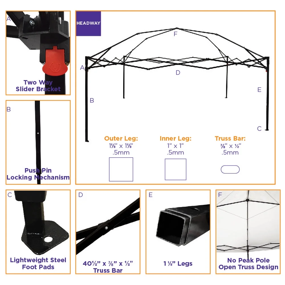 Impact Canopy 10' x 10' Canopy Tent, UV Coated, Black Steel Framed, Pop Up Tent Includes Roller Bag, Black