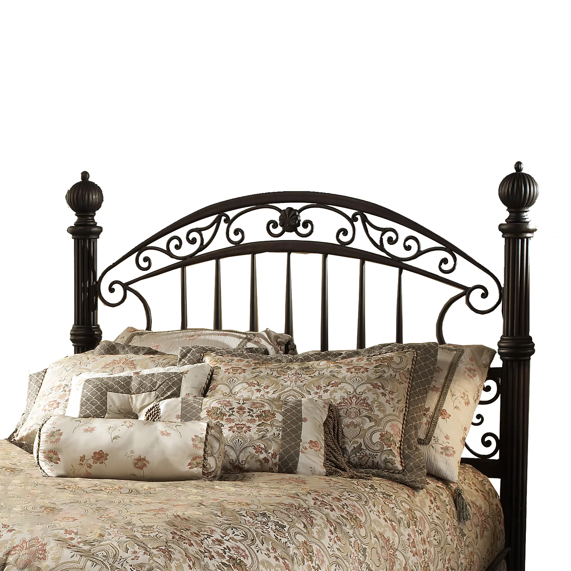 Hillsdale Chesapeake King Metal Poster Spindle Headboard in Rustic Old Brown