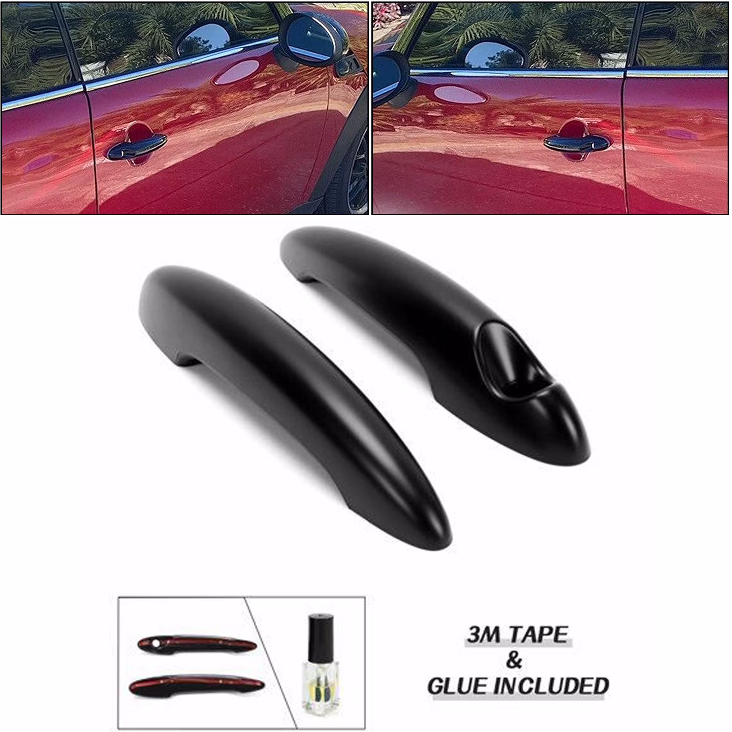 ECOTRIC Pair Matte Black Outer Door Handle Covers Trim for  2007-2014 MINI R50 R52 R53 R55 R57 R58 R59 R61 Hatchback Cooper S