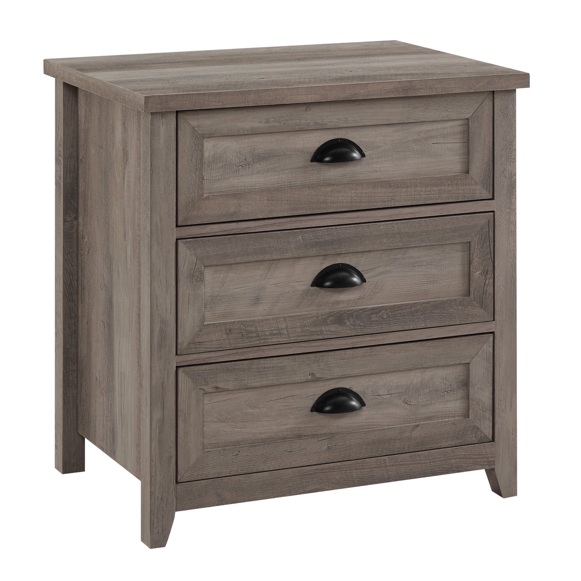 Walker Edison Farmhouse 3 Drawer Nightstand, Grey Wash