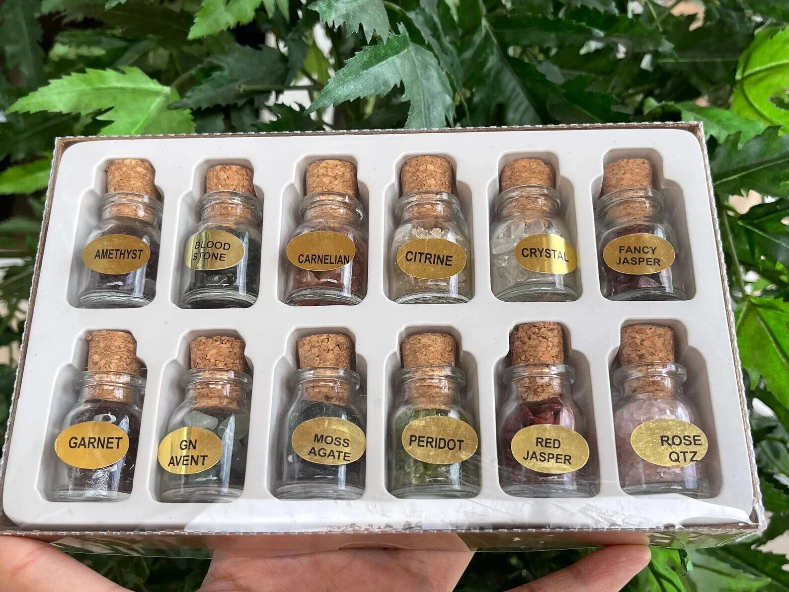 12 Mini Gemstone Bottles Chip Set, Gemstone Chip Bottles, Chakra Crystal
