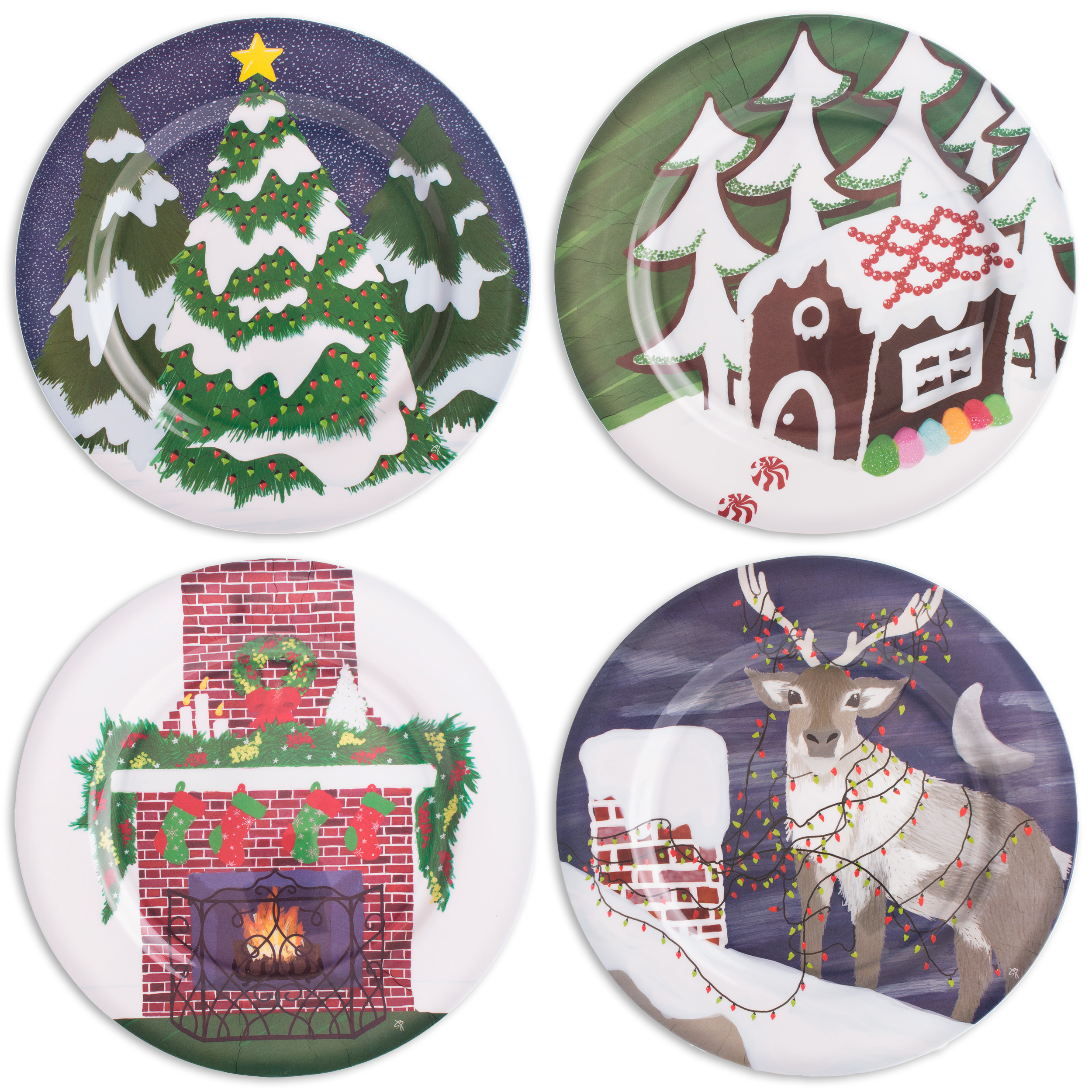 Christmas Character Holiday Scene Assorted Plates 13