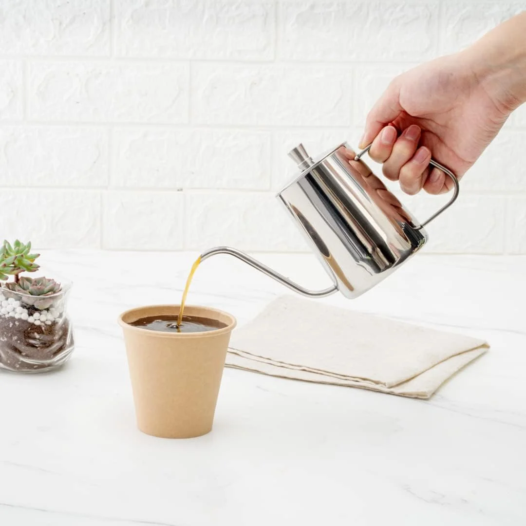 Restpresso 12 Ounce Gooseneck Kettle, 1 Dishwashable Pour Over Kettle - With Thermometer Hole, Non-Stick Coating, Stainless Steel Stovetop Kettle, Built-In Handle, -