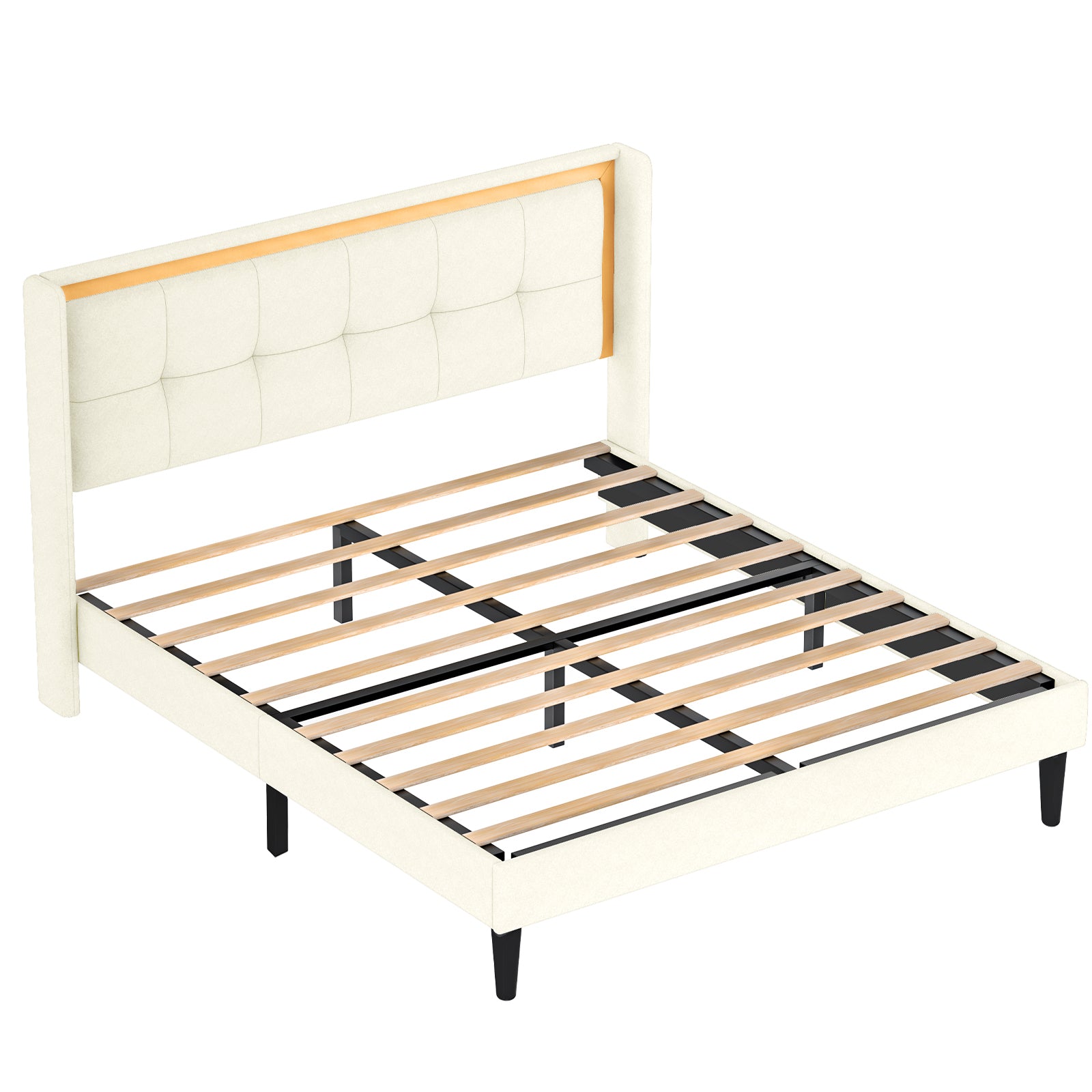 Vito Queen Size Platform Bed Frame - Beige