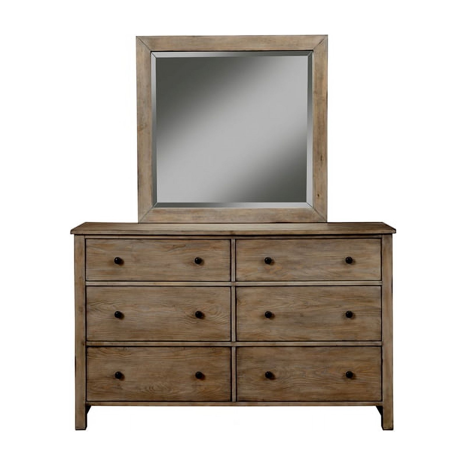 Home Square 3-Piece Set with 2 Nightstands & 6 Drawer Dresser in Natural Gray