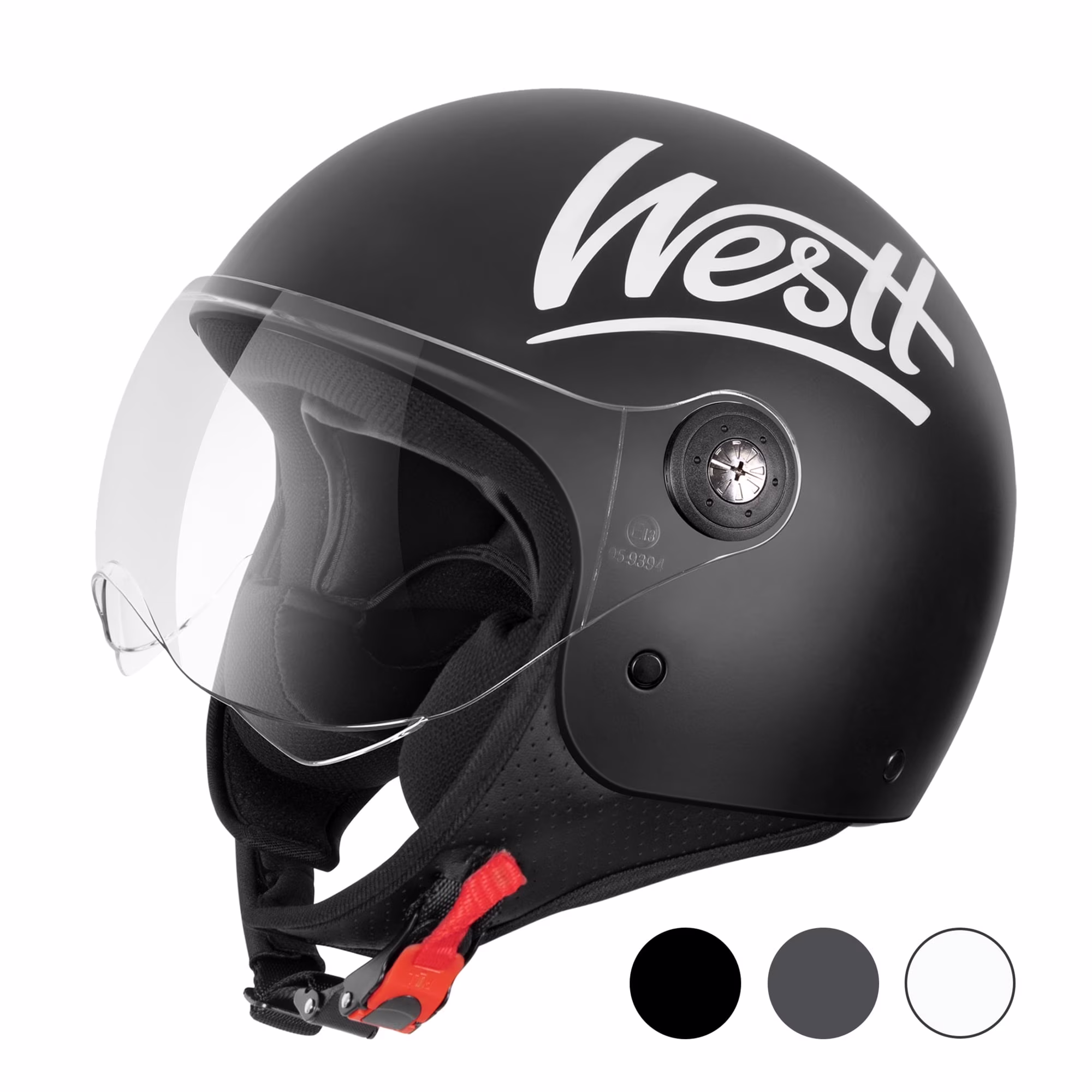 Westt Open Face Helmet - Motorcycle Helmet Moped 3/4 Half Vespa Vintage with Visor- Helmets for Adults DOT Touring Men Women Scooter Classic Series Black M