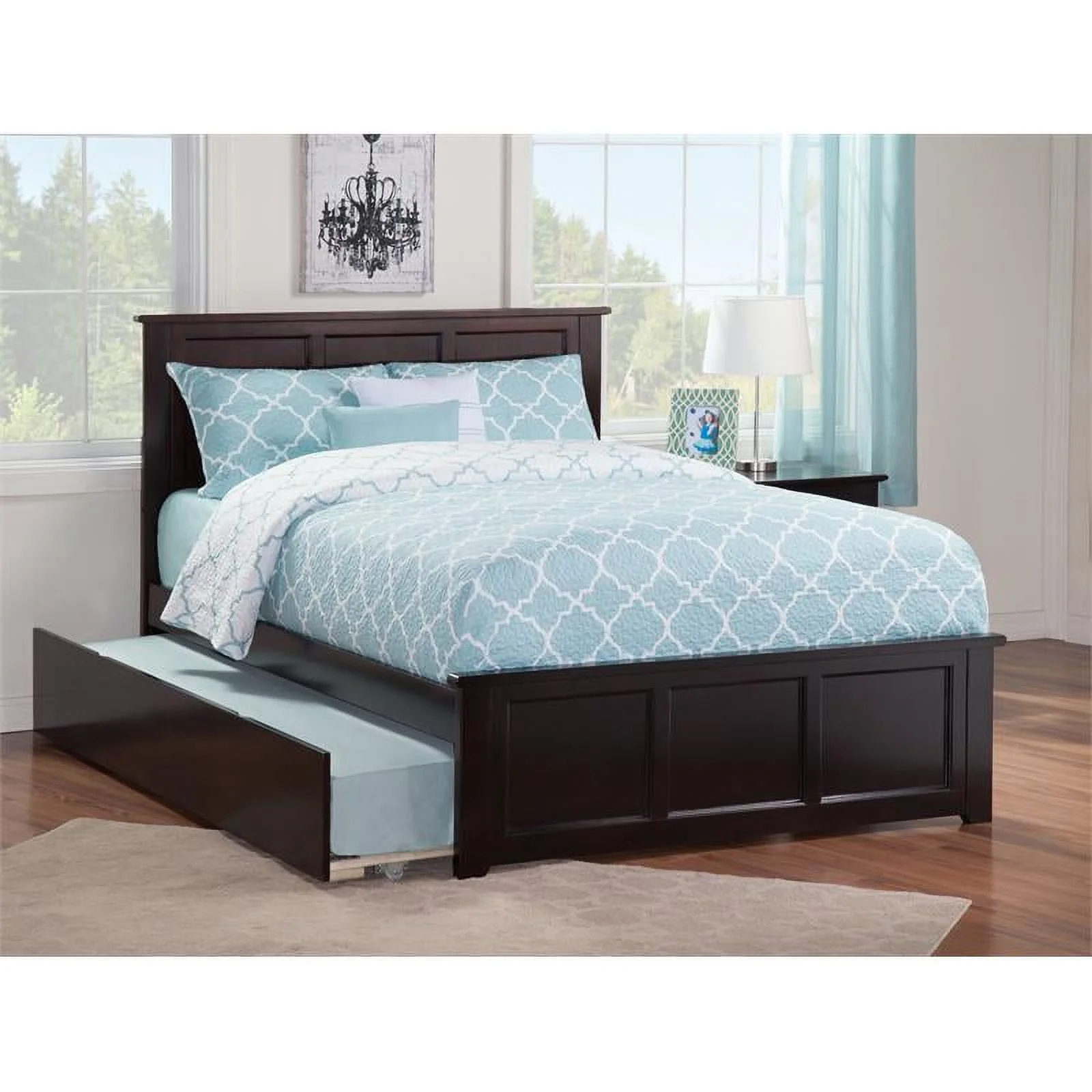 Pemberly Row Queen Bed with Matching Footboard/Trundle in Espresso