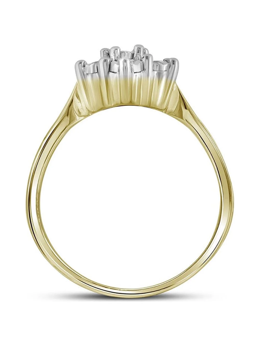 Diamond Princess Yellow-tone Sterling Silver Womens Round Diamond Illusion-set Flower Cluster Ring 1/10 Cttw