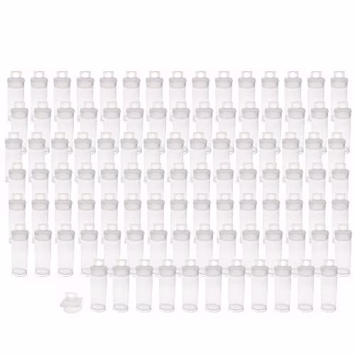 The Beadsmith Clear Plastic Tubes - 2-Inch-Long Round Tubes, 3/4 Inches in Diameter - Hanging Caps - Use for Beads, Bath Salts, Wedding & Party Favors, Home or Office Storage - Bag of 100