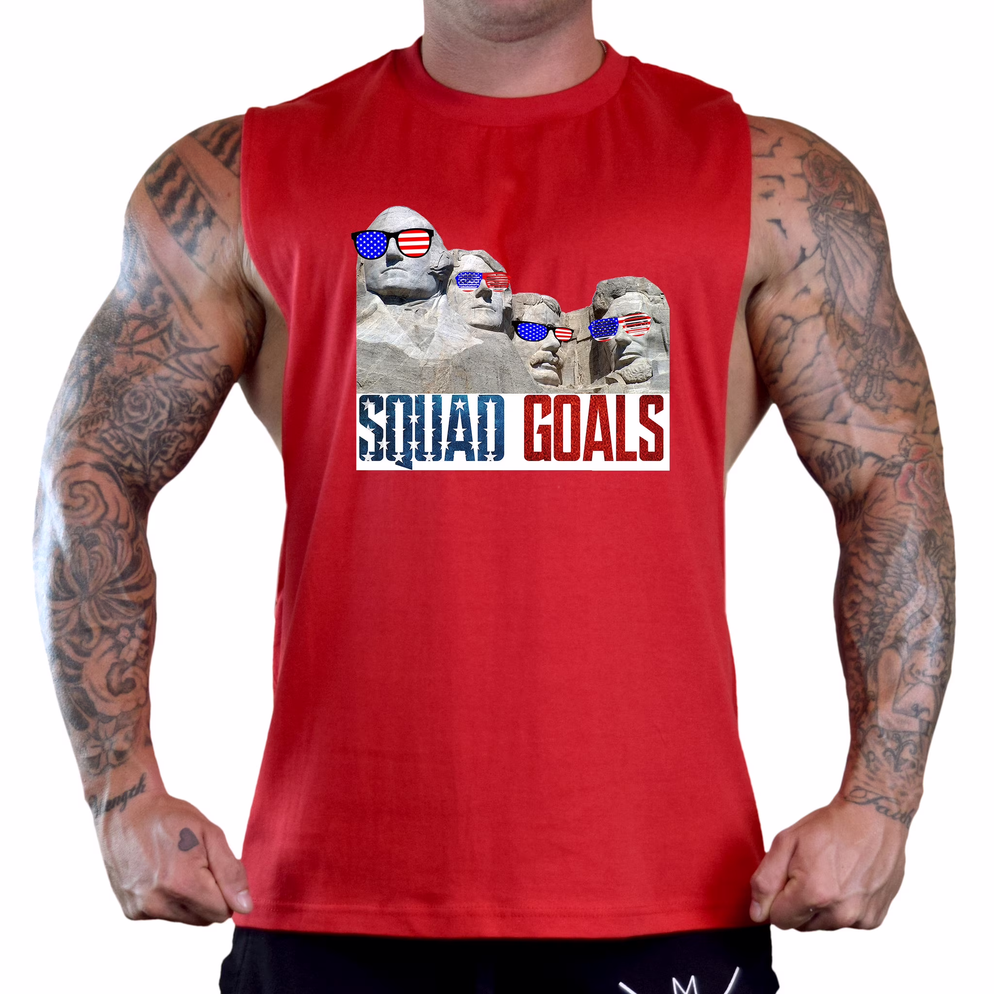 Men's Mount Rushmore Squad Goals KT T39 Red Deep Cut T-Shirt Tank Top 3X-Large Red