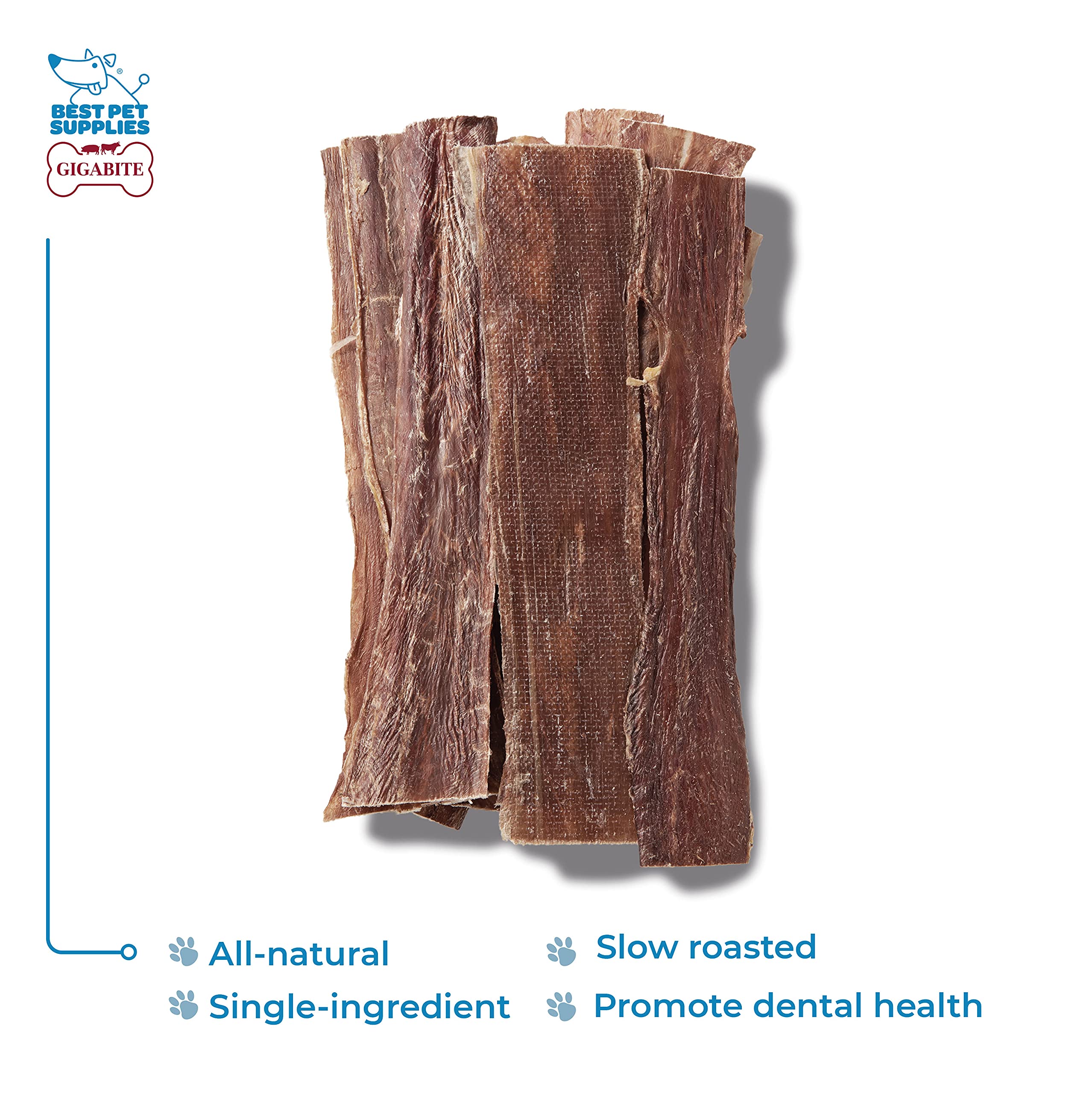 GigaBite 12 Inch Beef Esophagus Dog Treat Strips by Best Pet Supplies - Pack of 10, TES-12-10