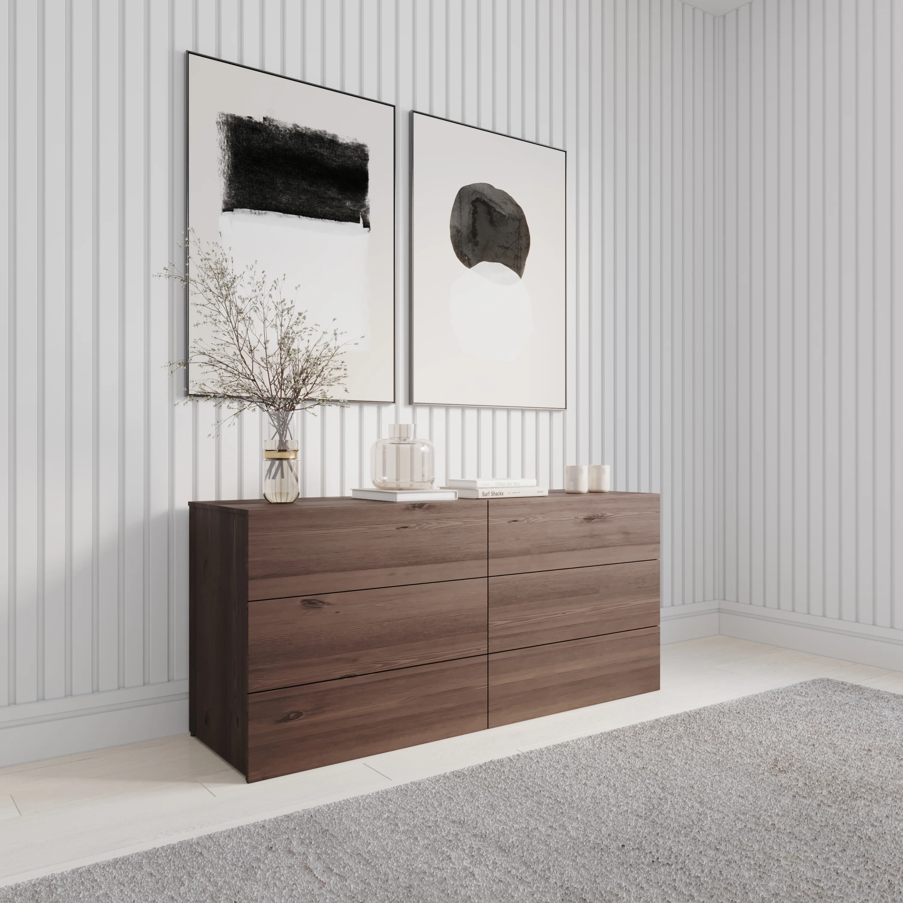 Nexera James Modern 6 Drawer Dresser, Truffle