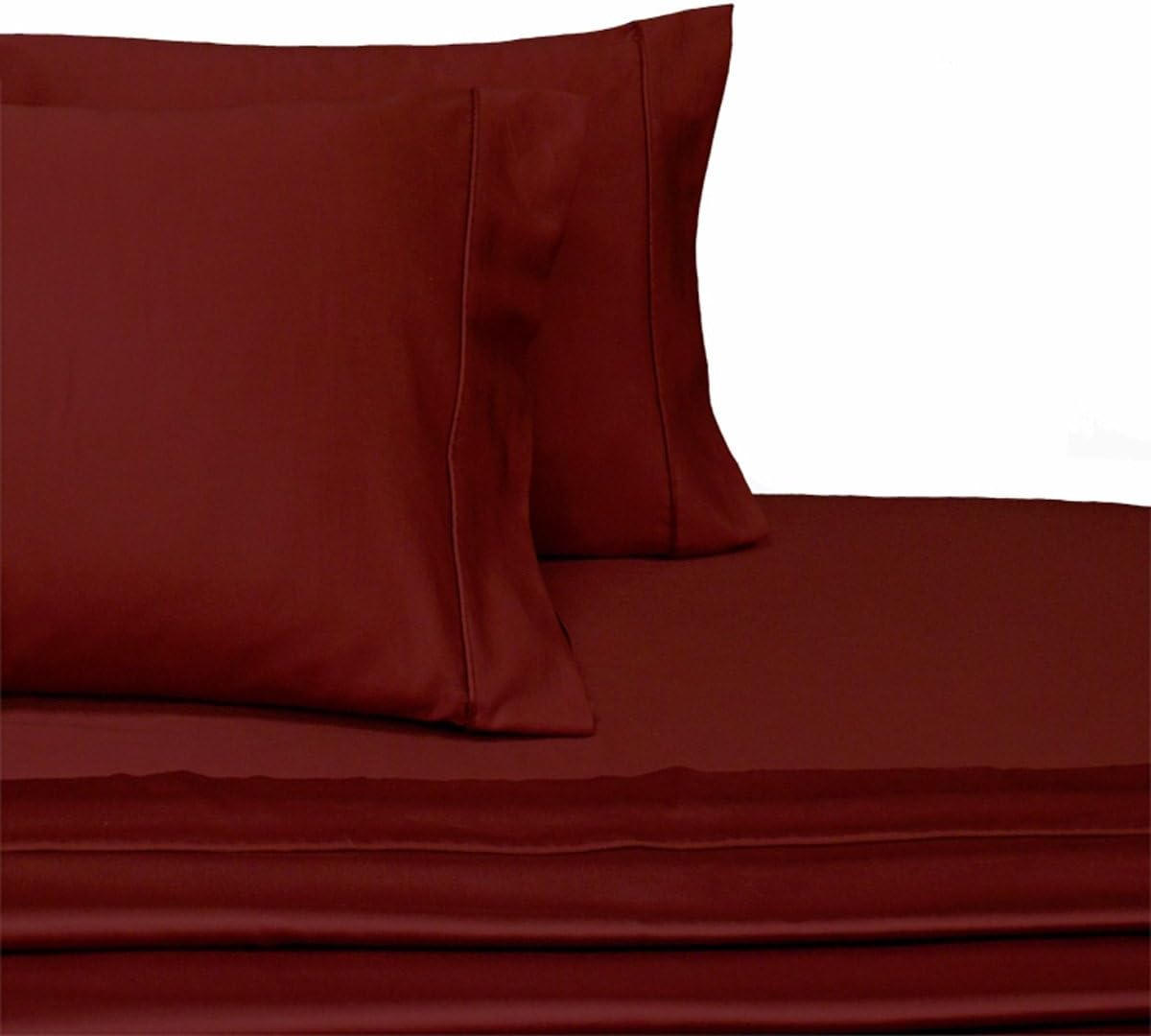 Solid Burgundy Queen Size Microfiber Attached Waterbed With Pole Attachment. Pole Not Included
