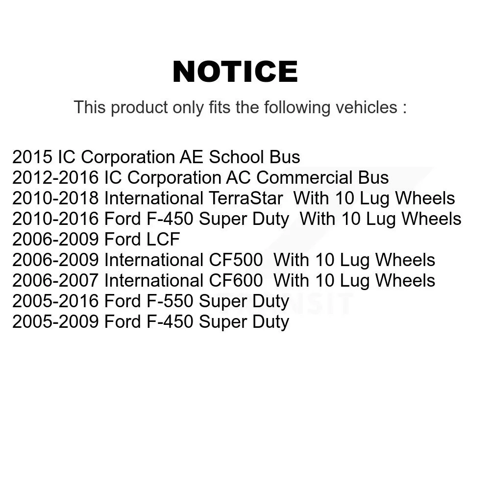 Transit Auto - Rear Coated Disc Brake Rotors And Ceramic Pads Kit For Ford F-450 Super Duty F-550 International IC Corporation LCF CF500 CF600 TerraStar AE School Bus AC Commercial KGT-103194