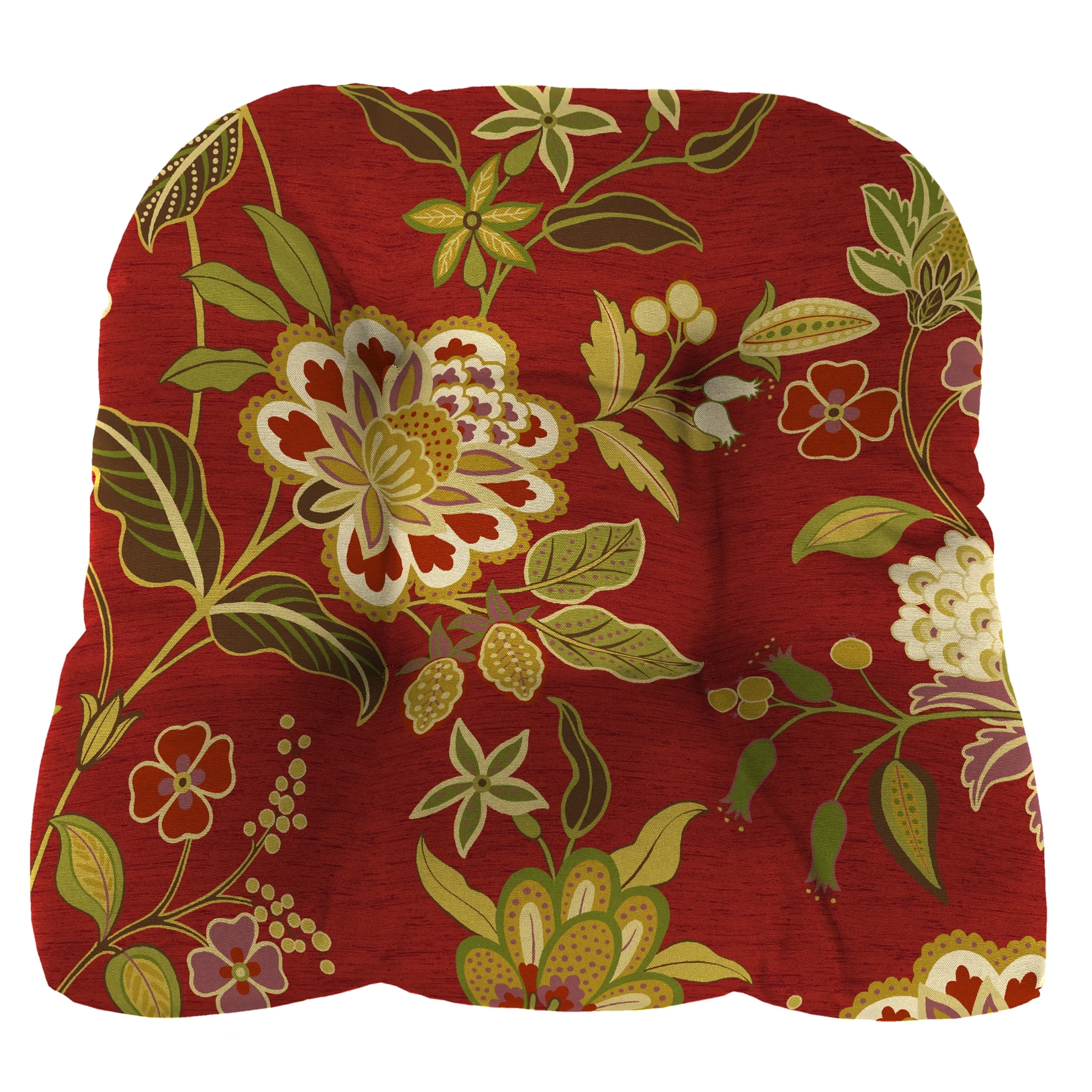 Jordan Manufacturing 3-Piece Alberta Salsa Red Floral Tufted Outdoor Cushion with 1 Wicker Bench Cushion and 2 Wicker Seat Cushions