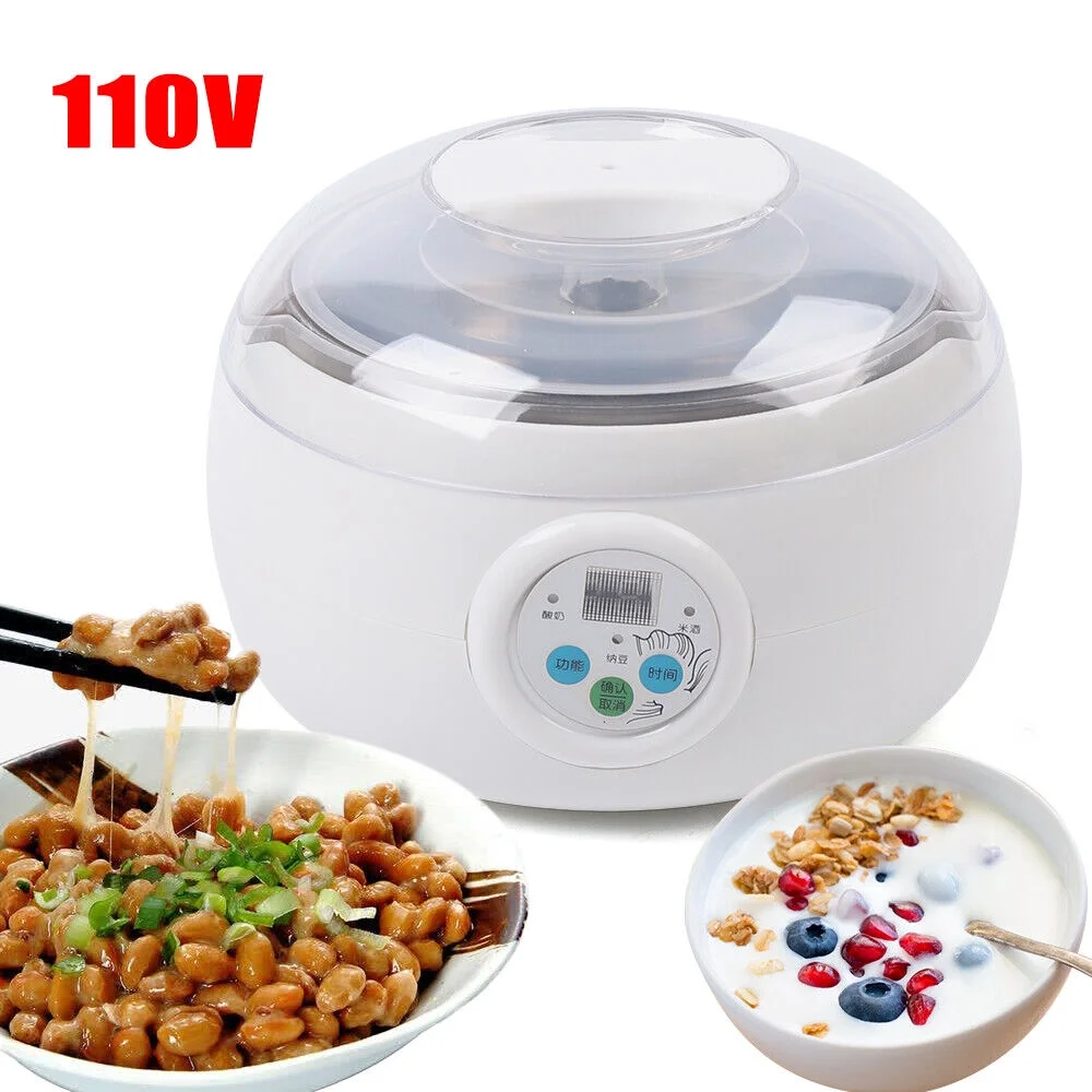 ZhdnBhnos 1.5L Yogurt Natto Machine Household Natto Yogurt Rice Wine Maker Machine Stainless Steel 15W 110V