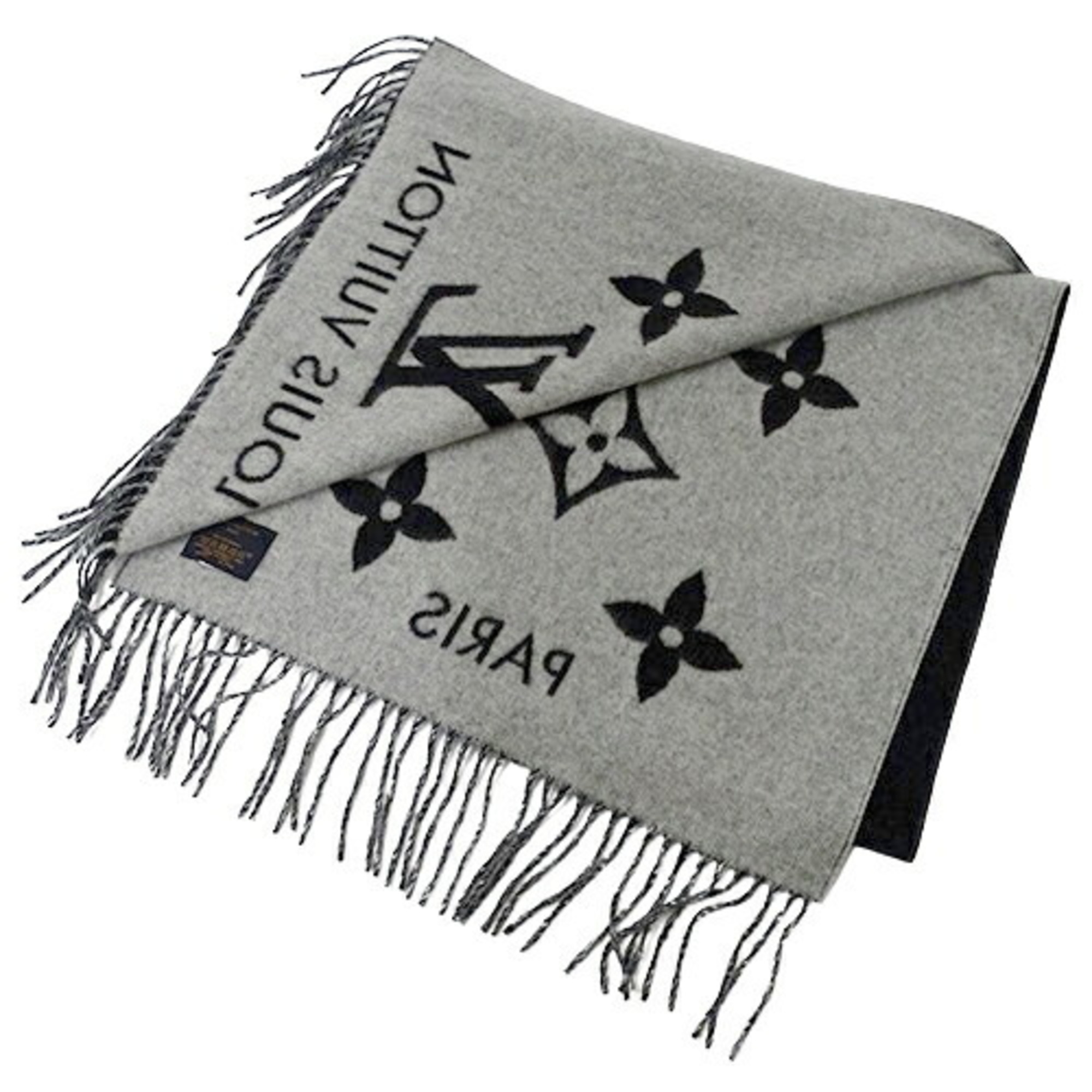 Pre-Owned LOUIS VUITTON Muffler Women's Stole Escharp Reykjavik Study Cashmere Noir M71588 Black Warm (Good)