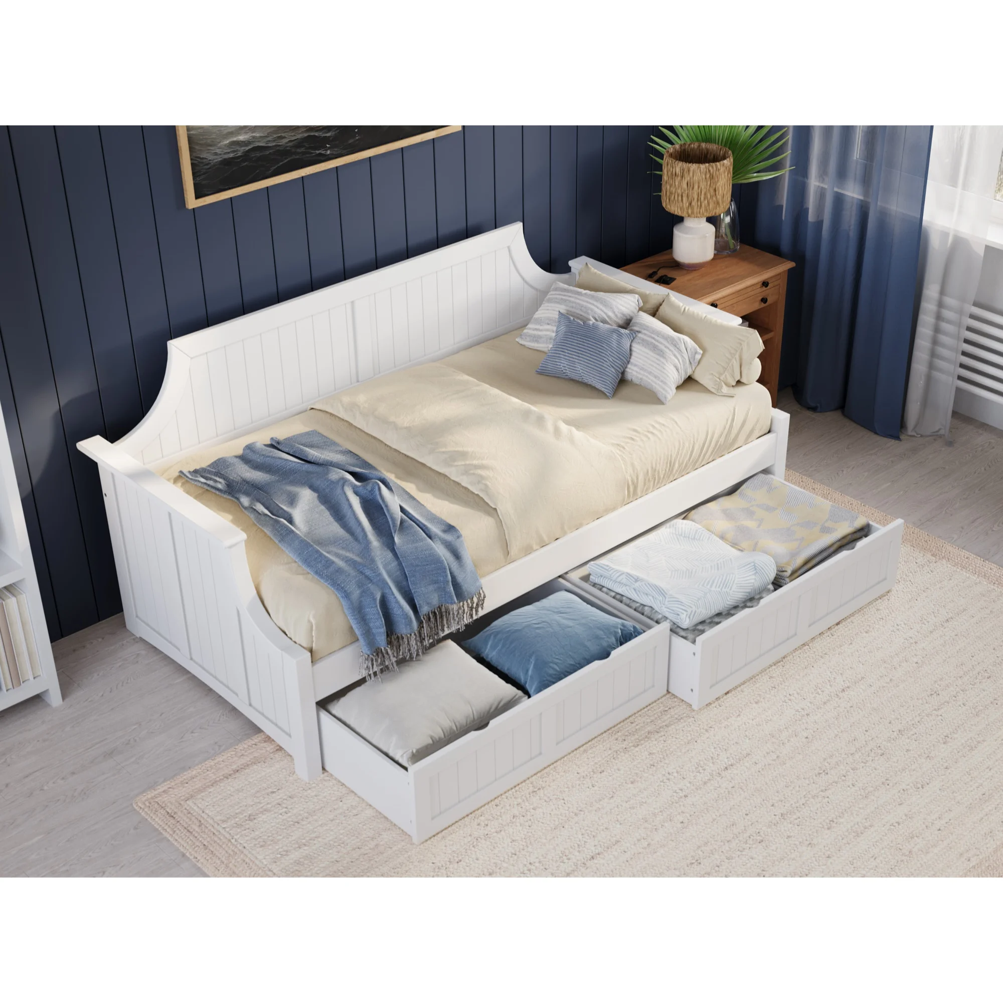 AFI Cambridge Twin Wood Daybed with Set of 2 Drawers in White