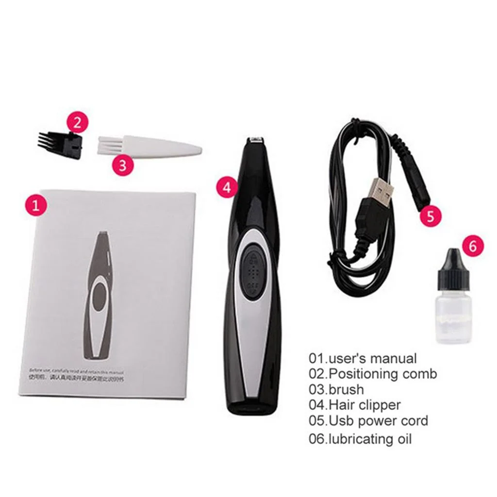 Dog Foot Ear Hair Clippers Pet Grooming Tool 5V Professional Black