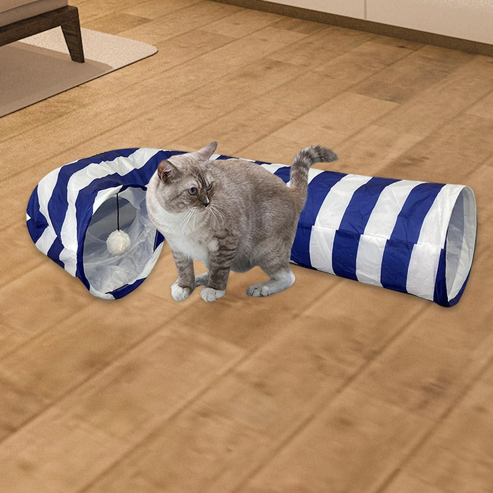 Collapsible Cat Fun Tunnel Ball Game Interactive Toy Foldable Indoor Hideout for