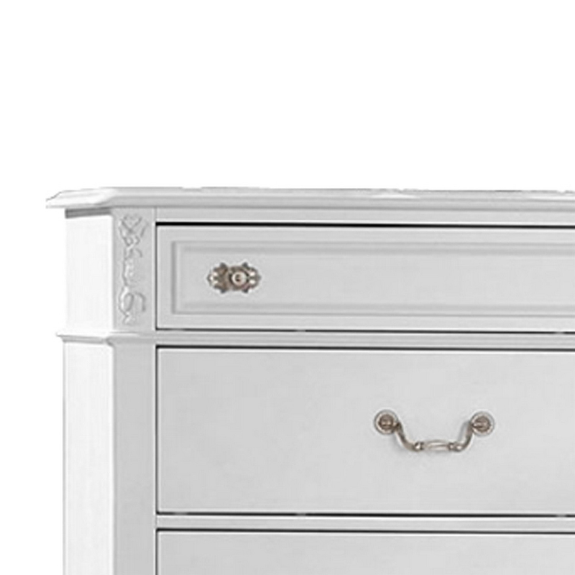 Chest with Molded Trim and Ornate Carvings, White