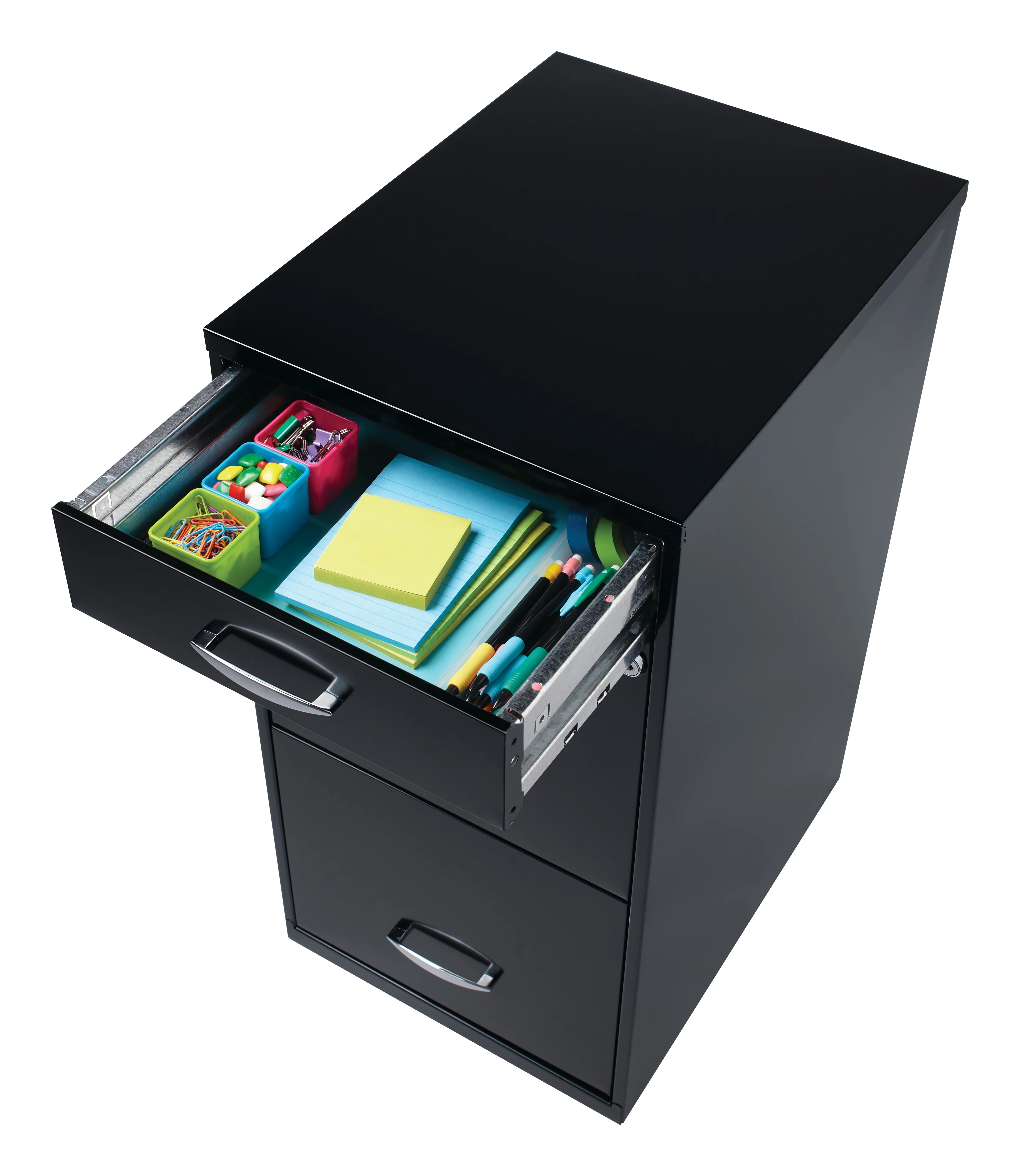 Space Solutions 3 Drawer Letter Width Vertical File Cabinet with Pencil Drawer, Black