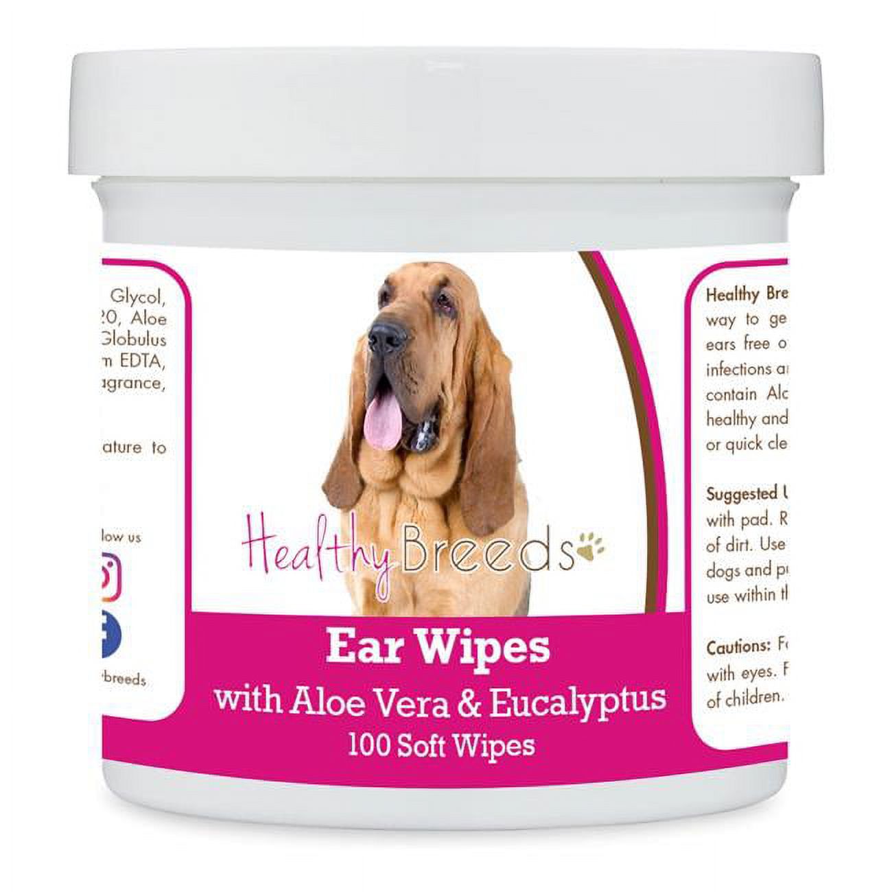 Healthy Breeds  Bloodhound Ear Cleaning Wipes with Aloe & Eucalyptus for Dogs - 100 Count