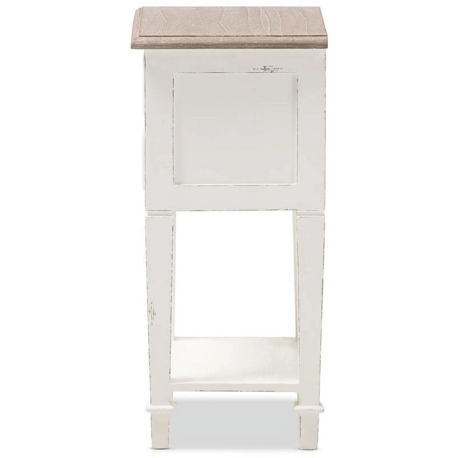 Bowery Hill Modern 2 Drawer Wood Nightstand in Weathered Oak White