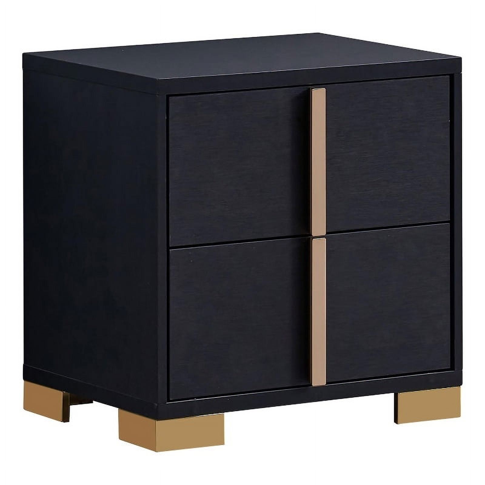 Coaster 2-Drawer Rectangular Contemporary Wood Nightstand in Black/Gold