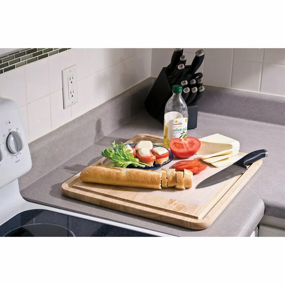 Camco Stove Topper and Cutting Board | Includes Flexible Cutting Mat | Wood Finish (43753)