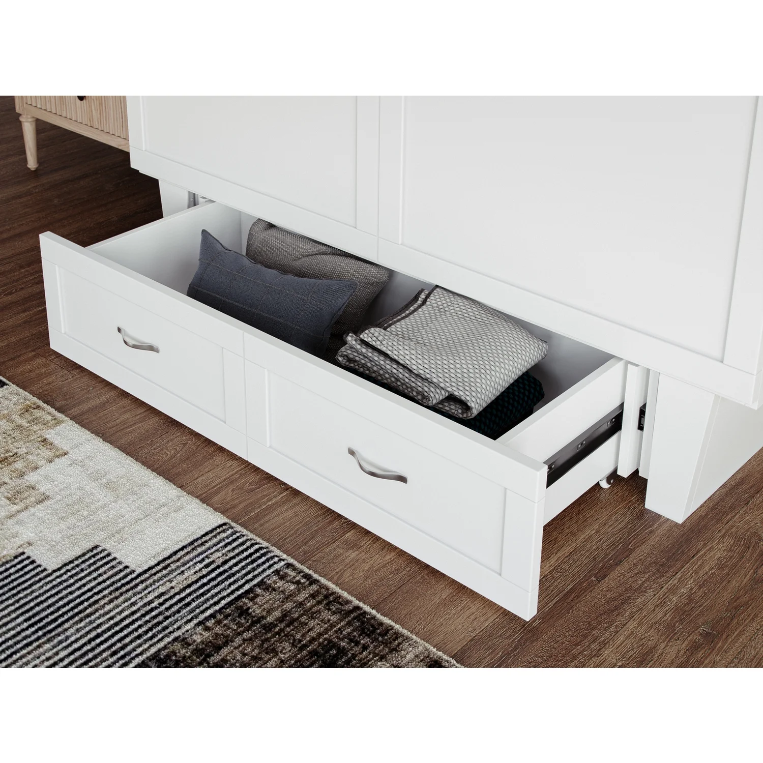 AFI Chelsea Queen Solid Wood Murphy Bed Chest with Mattress in White