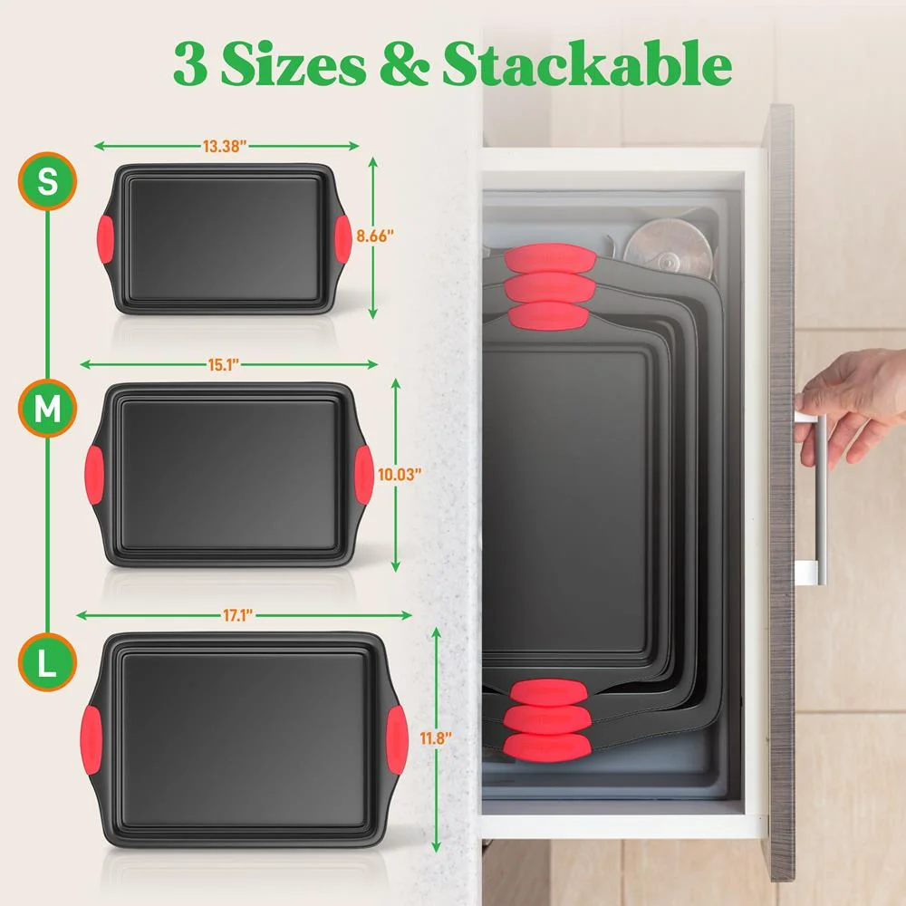 NutriChef Oven Carbon Steel 10 Piece Bakeware Set w/ Deluxe 3 Piece Pan Set