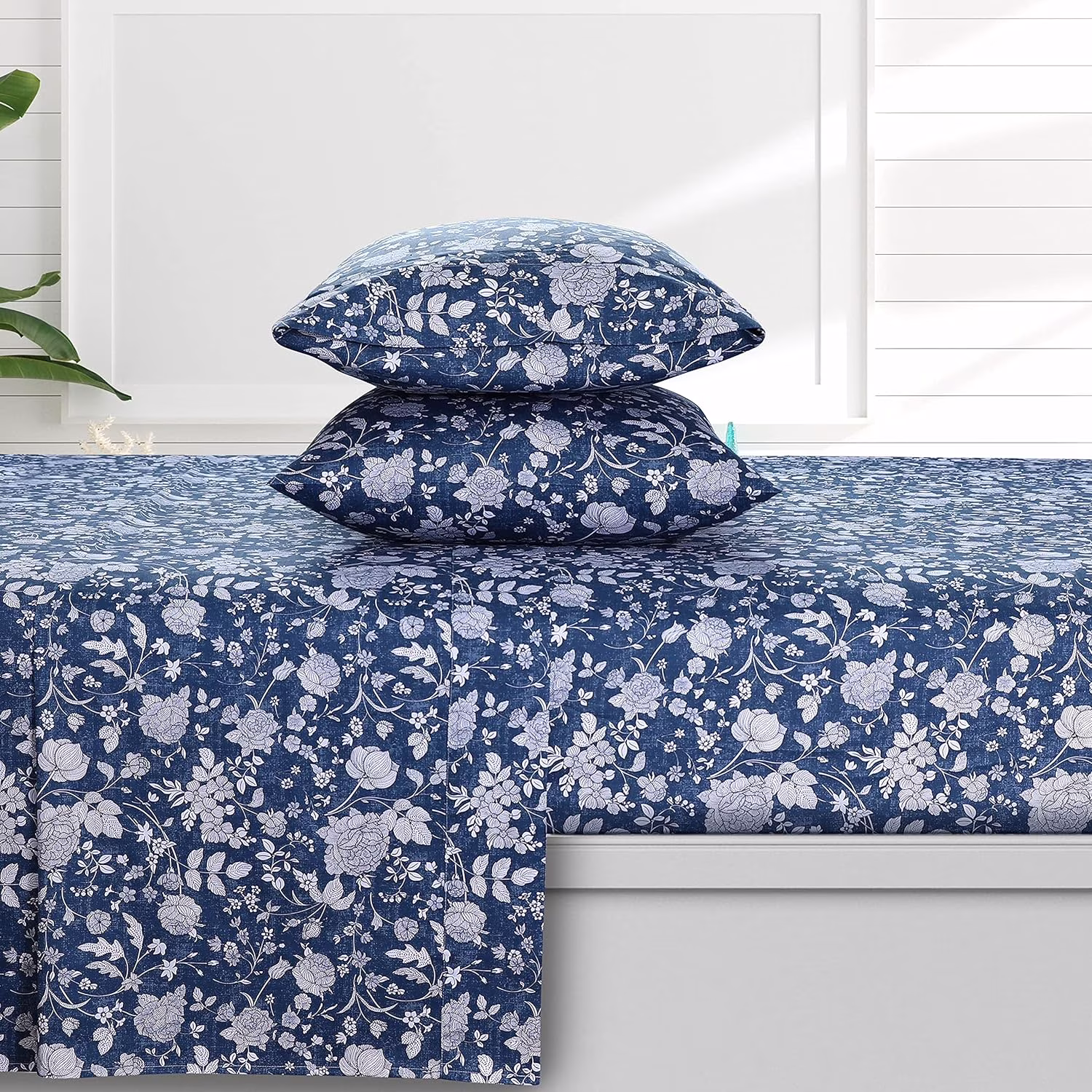 Kate 300 Thread Count Organic Cotton Deep Pocket Bed Sheet Set, Fits Up To 19 Inch Mattress - King, Dark Blue