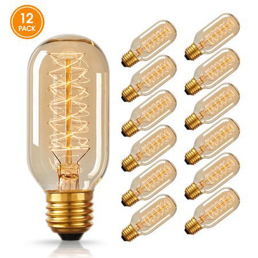 LOHAS 12 Pack 40Watt E26 T45 Dimmable String Lights Bulbs, Edison Vintage Bulbs Hanging Lights String Commercial Decor Backyard Cafe Patio Lights