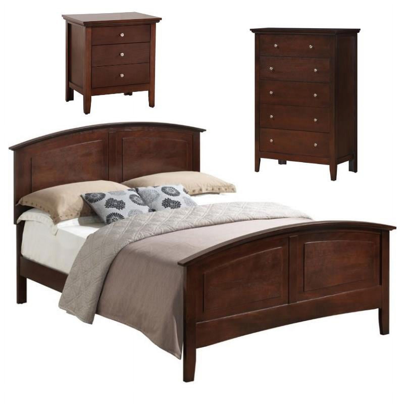 Home Square 3-Piece Set with King Bed 5-Drawer Chest & 3-Drawer Nightstand