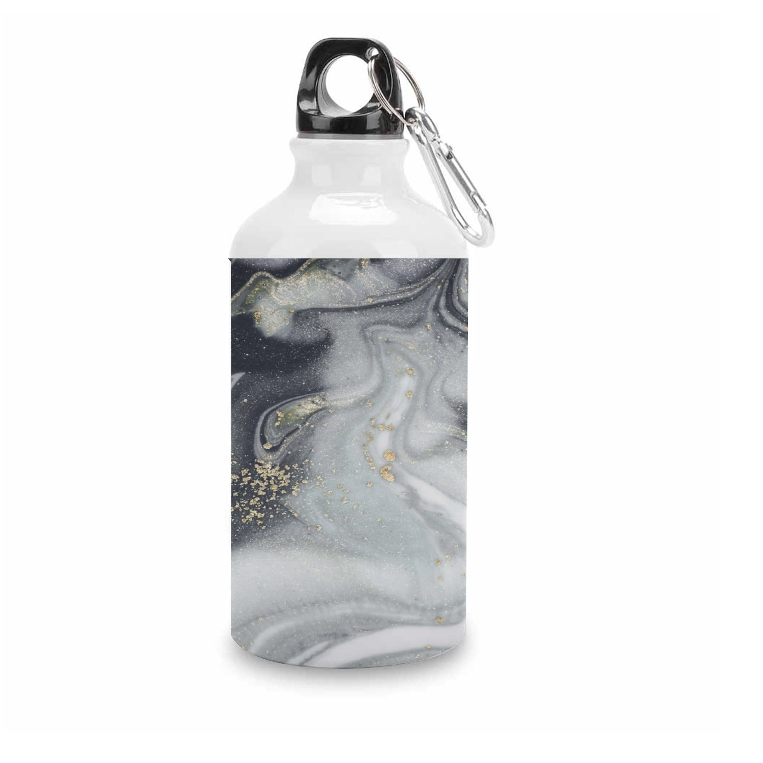 GZHJMY Sports Water Bottles, Black Marble Abstract Style Large Capacity Aluminium Portable Leakproof Lightweight Drink Bottles for Fitness and Outdoor Enthusiasts