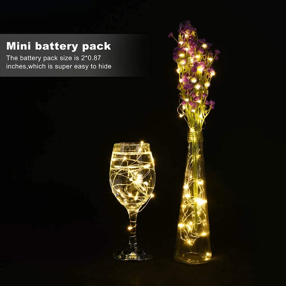 20 Pack Led Fairy Lights Battery Operated 20 LED Firefly Mason Jar Lights, Waterproof Mini LED String Lights for Mason Jars Party Crafts Wedding Decorations, Yellow