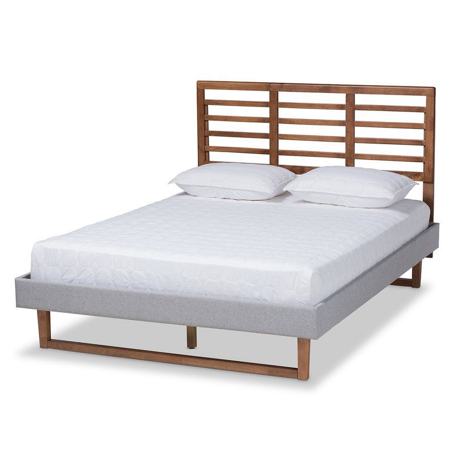 Bowery Hill Full Size Light Gray Upholstered Wood Platform Bed