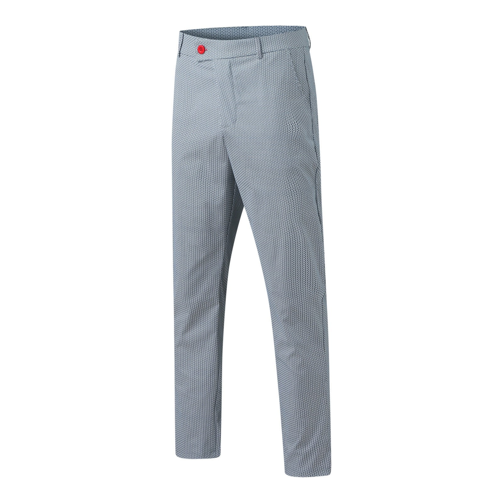Men'S Casual Versatile Fashion Stretch Pants Dot Print Slim Fit Small Feet Suit Trousers Casual Pants Grey M
