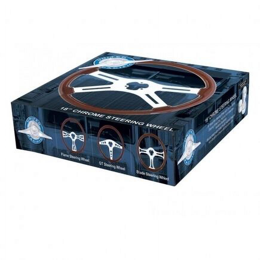 United Pacific 88217 Steering Wheel   Wood Rim, With Chrome Spokes