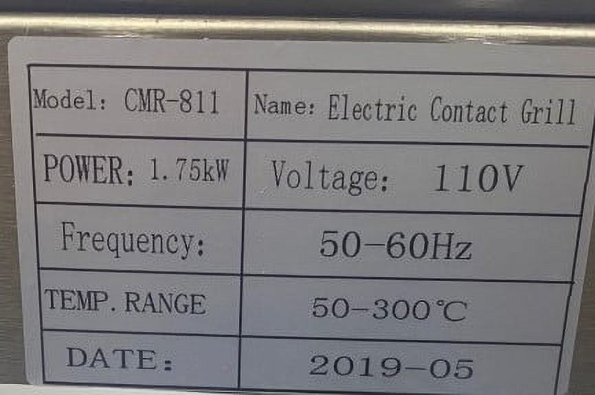Commercial Panini Sandwich Grill Grooved Plates Single CMR-811