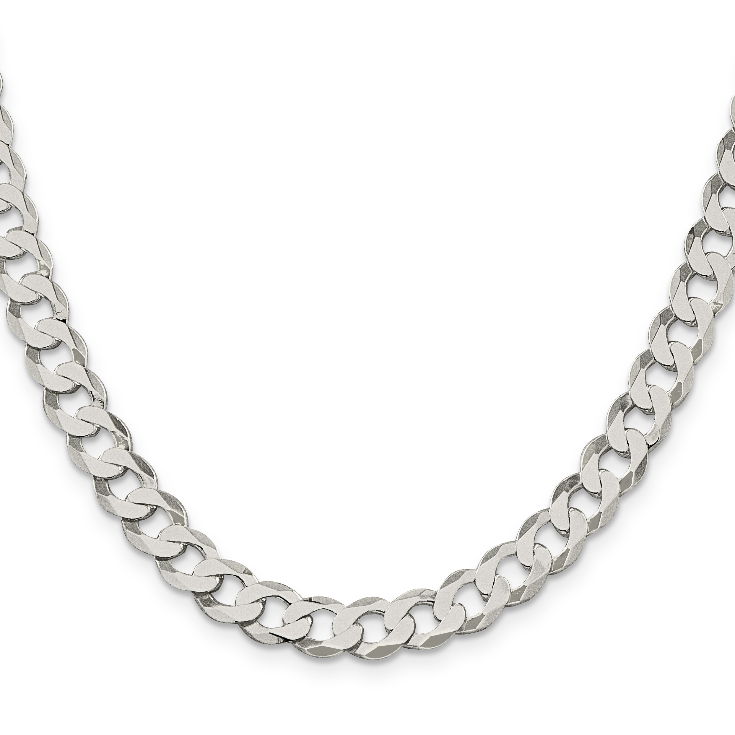 Carat in Karats Sterling Silver 8mm Flat Curb Chain Necklace 16 Inch Length