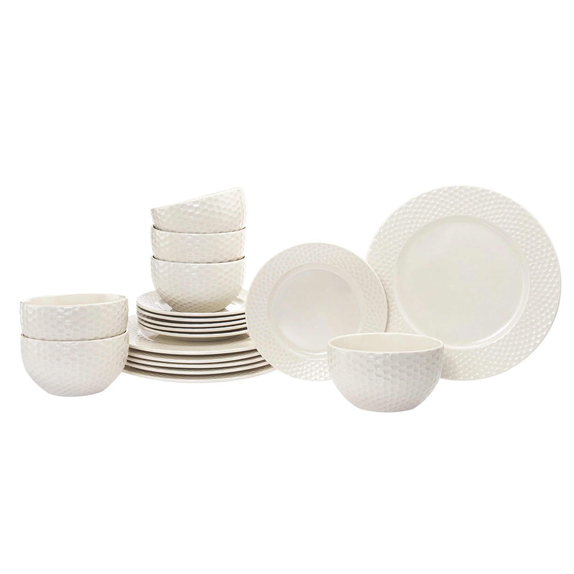 Fossette Porcelain 18 Piece Dinnerware Set, Service For 6
