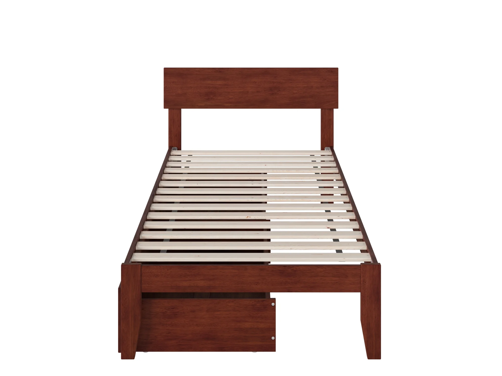 Boston Twin Extra Long Bed with 2 Extra Long Drawers in Walnut