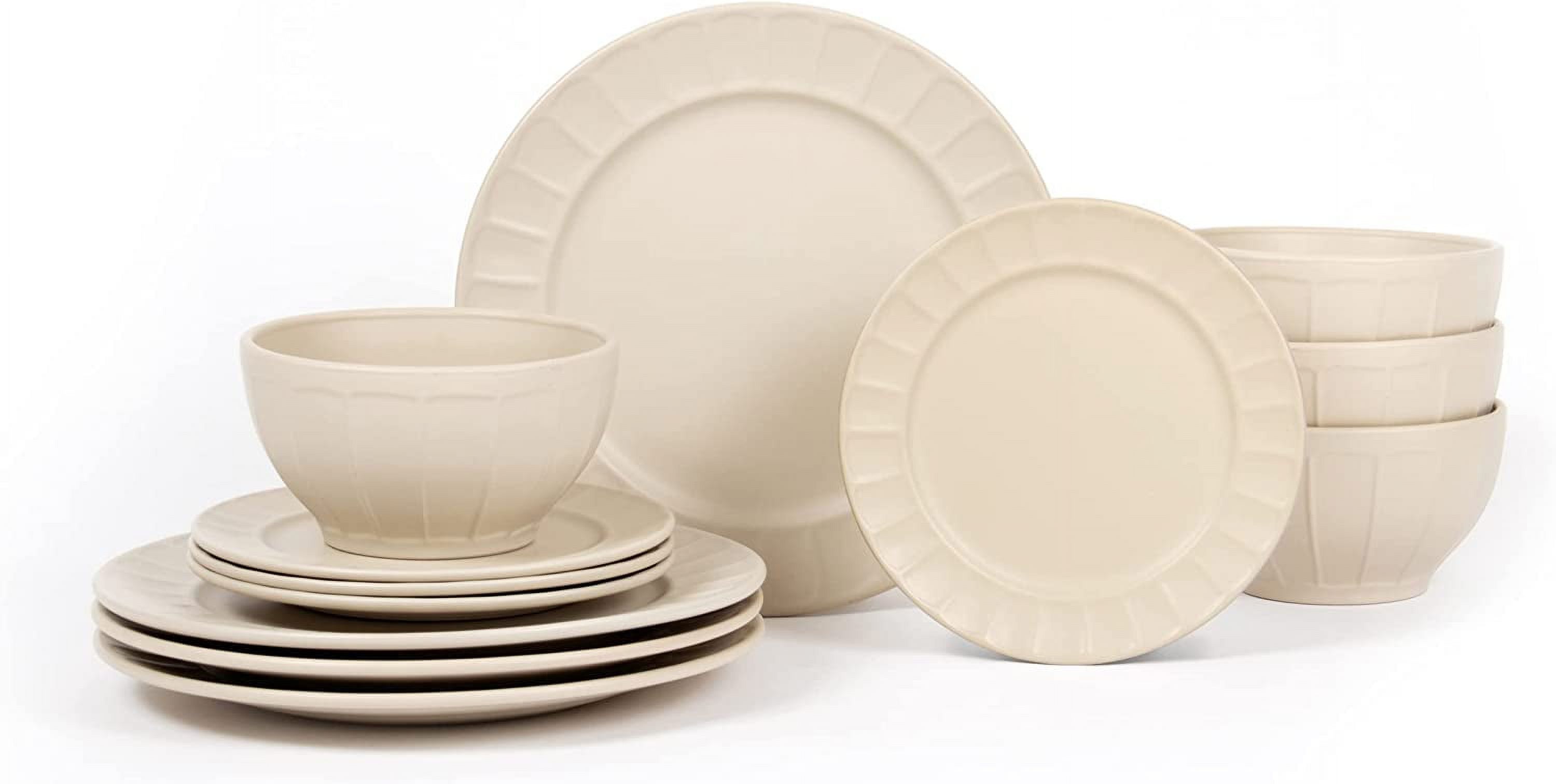 Kitchen plates and Bowl Set I  Dinnerware set I Microwave Safe Dinnerware Set I 12piece Dinnerware Set For 4-Person I Dinnerware Set I Prima Parchment Dinnerware I Unique Dinnerware Set.