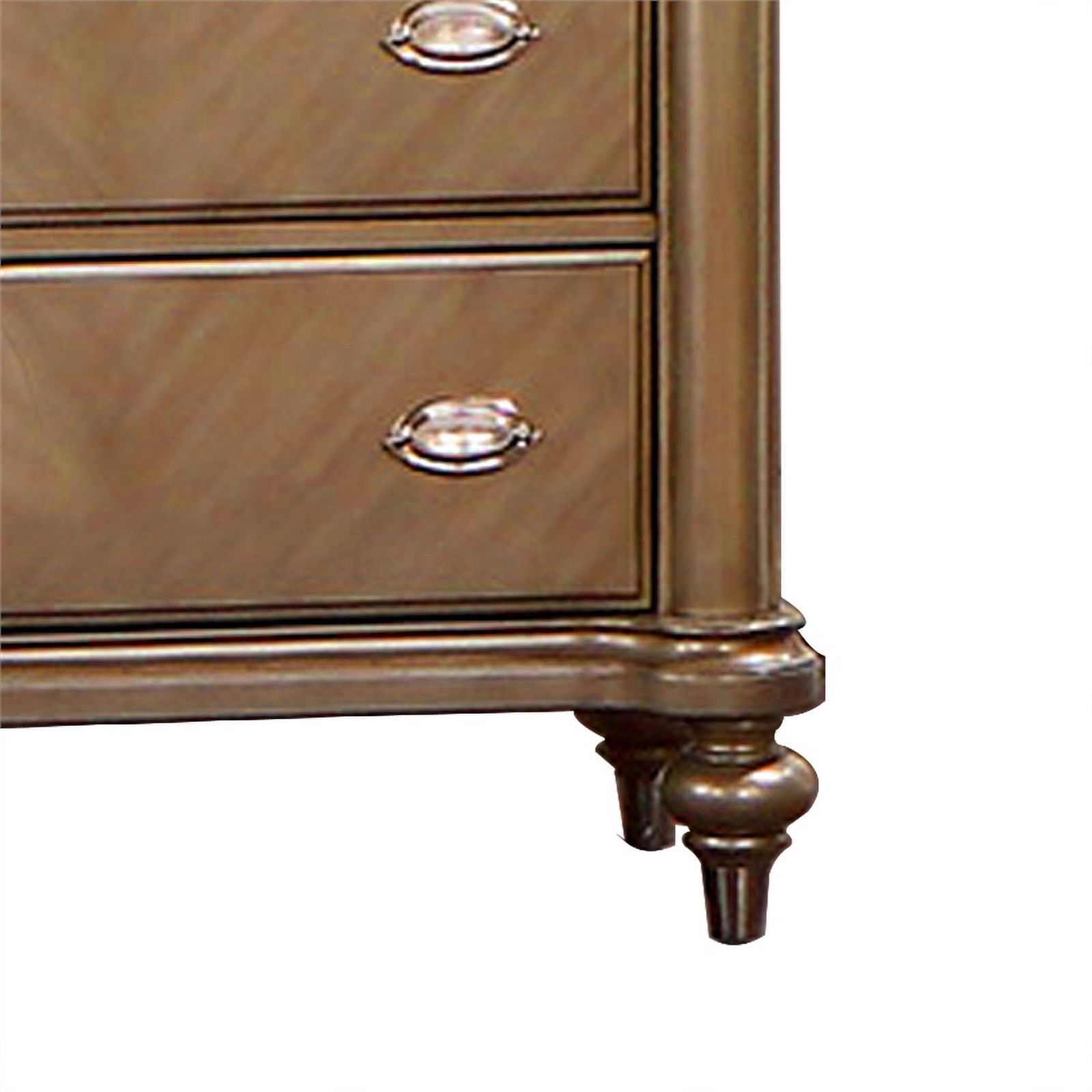 BenJara BM284302 56 in. Ada Pine Wood Chevron Pattern 5 Drawer Tall Dresser Chest, Brown